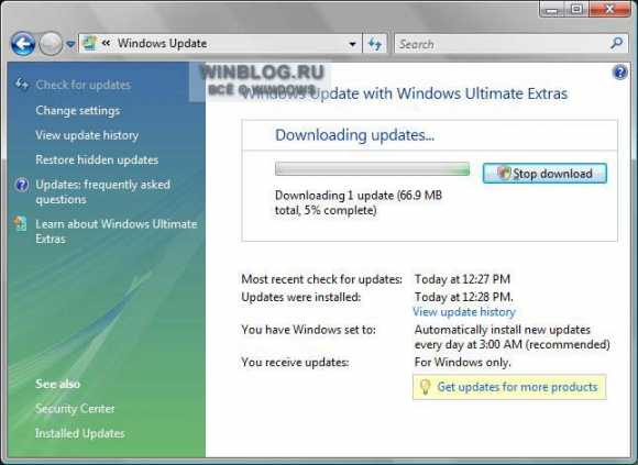 Установка Windows Vista SP1 Установка Windows Vista SP1