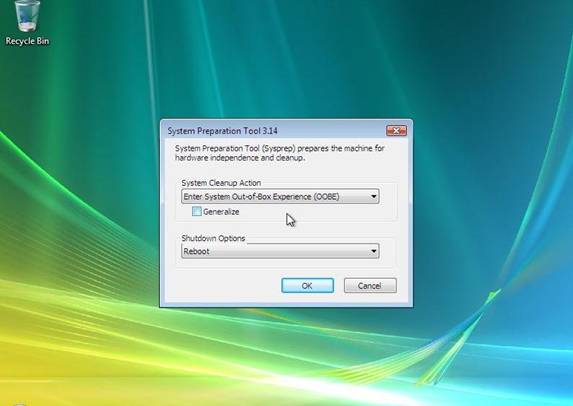 ������� 9: Sysprep UI ����� ���������.