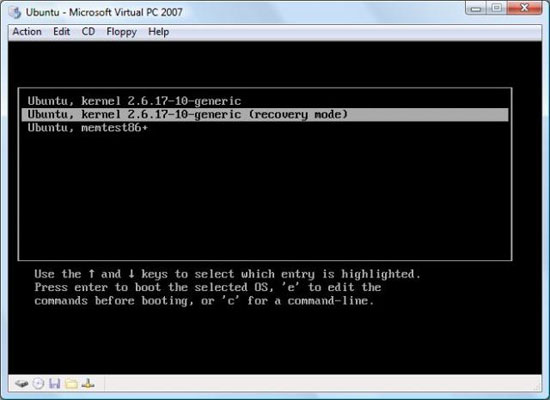 ��������� Ubuntu � GRUB, ����� ��������������