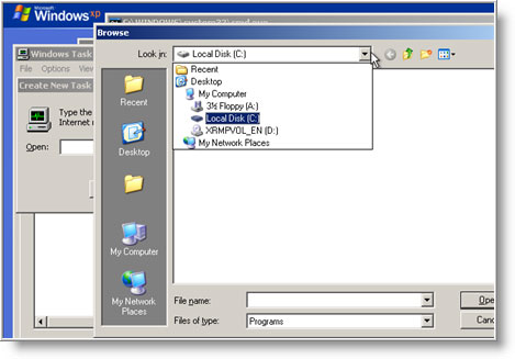 ��������� ������ � ��������� ����� �� ����� ��������� Windows XP