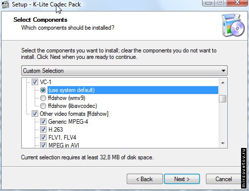 ��� VC1 ������ Use System Default, �������� ��� �� Other Video Formats