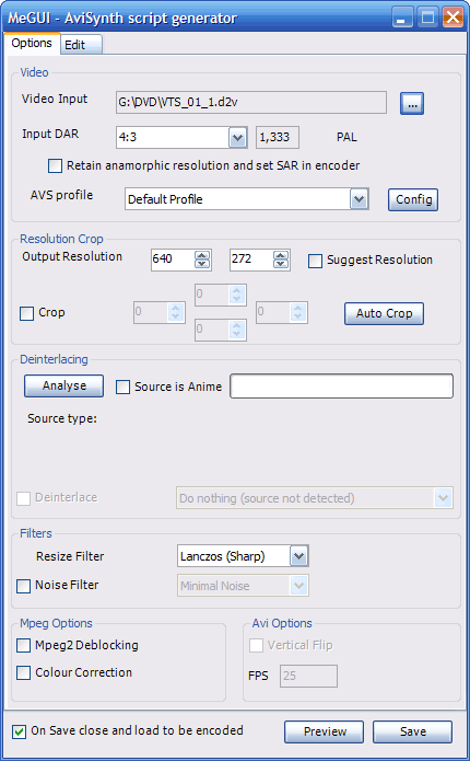 AviSynth Script Creator
