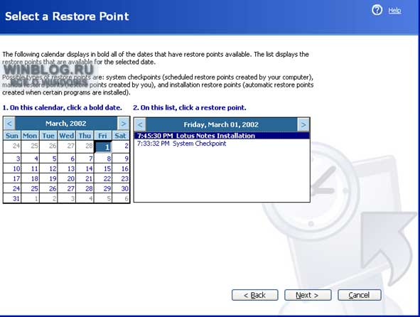 ������� ������� ������������ ���������� Windows XP ��� ������ ������� �������������� �������